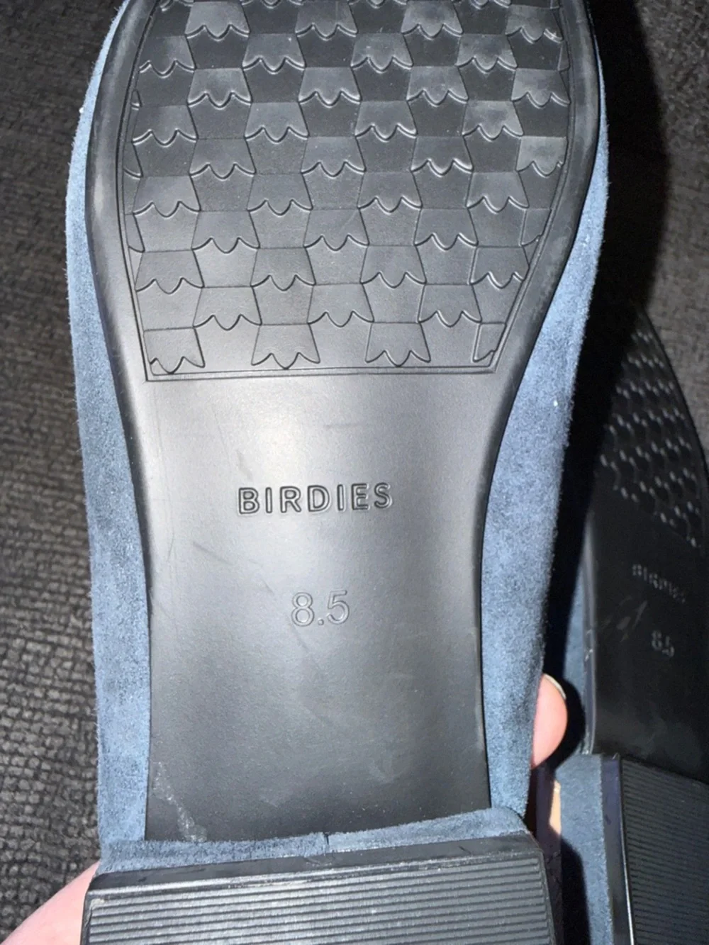 Birdies Midnight Blue Suede Swan Mules Size 8.5 - Picture 8 of 8